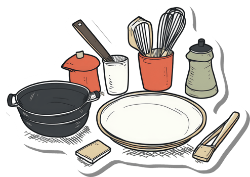 Assorted Kitchen Utensils and Cookware Ready for Cooking png