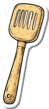 A wooden slotted spatula kitchen utensil png