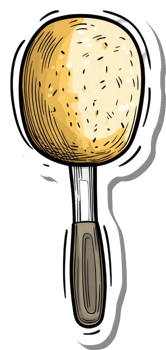 A whimsical illustration of a wooden handled spoon png