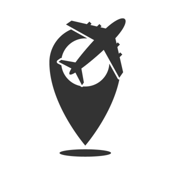 Airplane icon on a map pointer illustration png