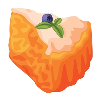 Cut Piece of Baked Pie with Sweet Creamy Filling and Shortcrust Pastry Illustration vector