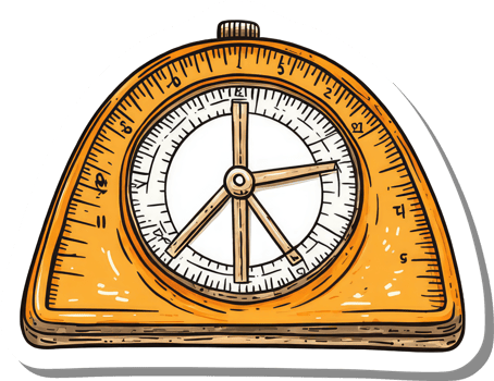 Orange Compass with Peace Symbol Design png