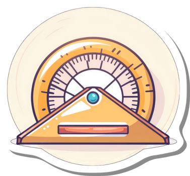 Illustrated Protractor and Set Square Drawing png