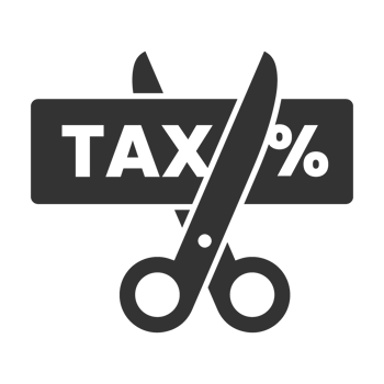 A pair of scissors and a tax sign png
