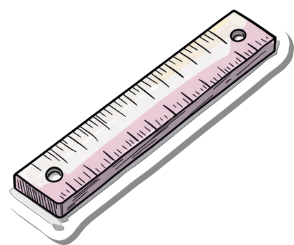 A pink and white ruler is shown at an angle png