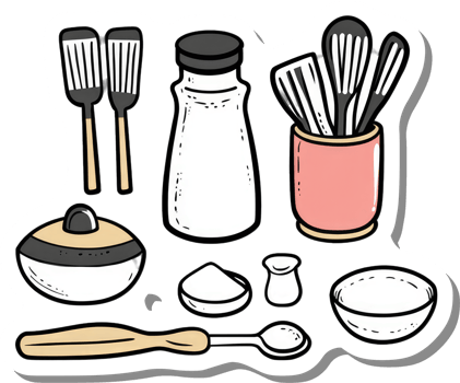 Baking Utensils and Ingredients Collection Illustration png