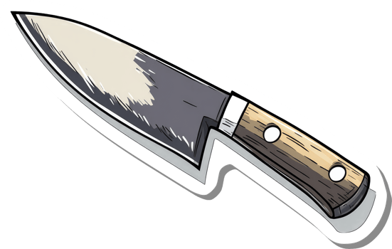 A stylized illustration of a chefs knife png