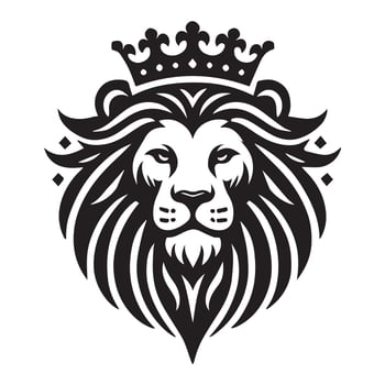 black and white lion's head graphic vector