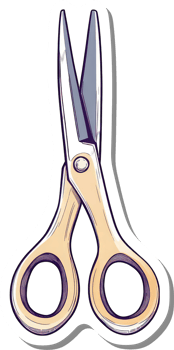 A Pair Of Sharp Metal Scissors With Beige Handles png