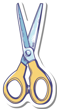 A Pair of Yellow Handled Scissors with Blue Blades png