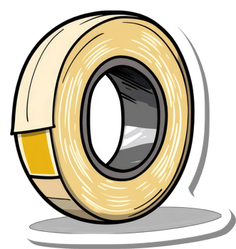 A roll of adhesive tape is shown in a cartoon style png