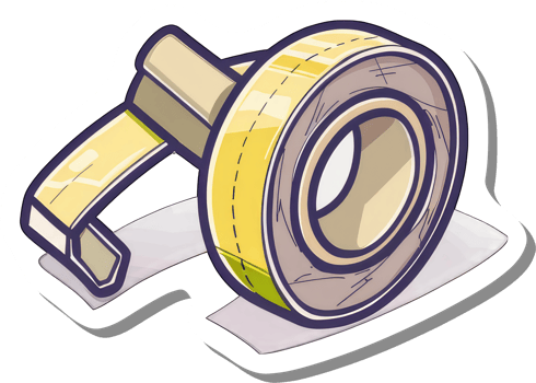 A Yellow Roll of Adhesive Tape with Dispenser png
