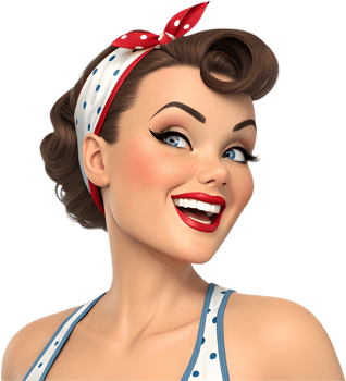 Pin-up girl icon with exaggerated playful expression for fun retro digital artwork. . png