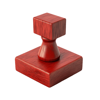 a red wooden stamp on transparent background. png