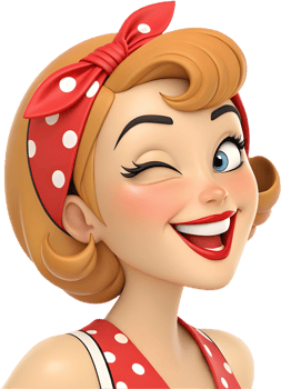 Pin-up girl icon with flirtatious exaggerated expression for retro-style digital artwork. . png