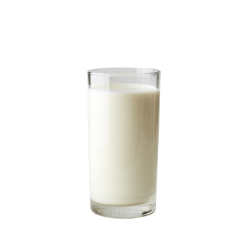 A clear glass filled with white liquid. png