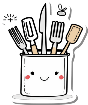 Happy Utensil Holder With Forks Spoons And Knife png