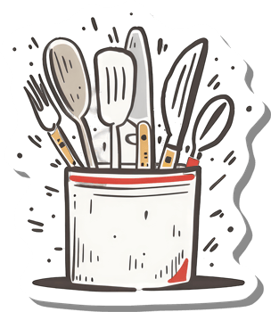 Kitchen Utensils Arranged Neatly In A Container png