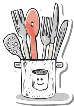 Utensils in a Happy Pot A Delightful Kitchen Scene png