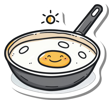 Happy Fried Egg in a Frying Pan png