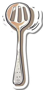 A slotted wooden kitchen serving spoon utensil png