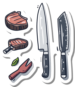 Grilled Steaks Knives And Fork Garnish Food Illustration png