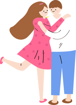 Romantic Couple Hugging - Flat Illustration png