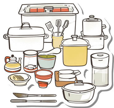 A Collection Of Vintage Kitchen Cookware And Utensils png