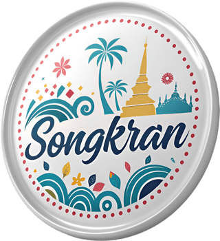 Thailands Songkran water splash logo symbolizing New Year celebration traditions. . png