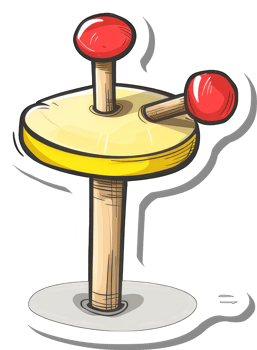 Whimsical Cartoon Toy Spinner with Red Knobs png