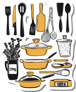 Kitchen Utensils and Cookware Collection Illustrated png