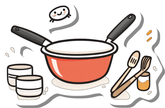 Cooking Pot Utensils and Small Cups for Food Preparation png