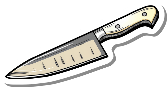 A Chefs Knife Illustration With A Light Beige Handle png