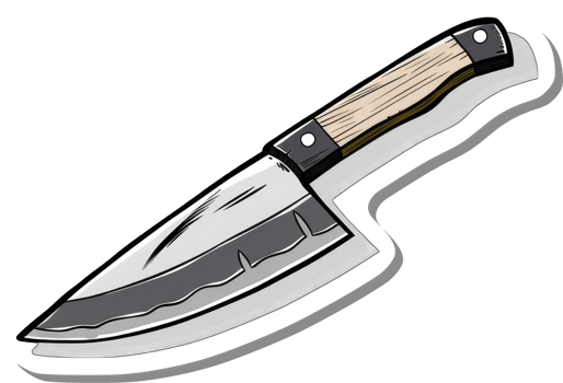 A sticker of a sharp kitchen cleaver knife png