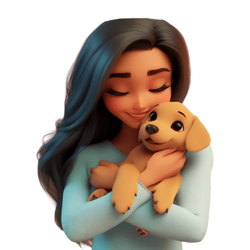 Cartoon girl holding a dog png