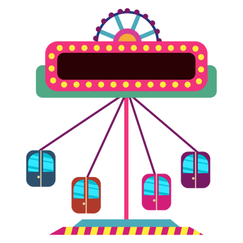 amusement ride with a sign and a ferris wheel png