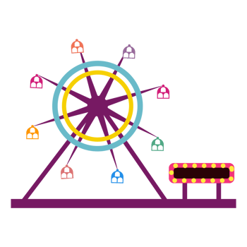 ferris wheel icon, flat style, isolated on transparent background png