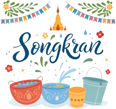 Thai Traditional Songkran Festival Clipart Water Splashing in Action. . png