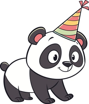 Little cute Panda celebration birthday vector
