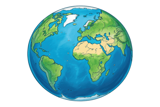 Depiction of Earth showing continents and oceans png