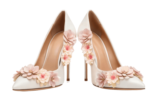 Elegant high heels adorned with floral details png