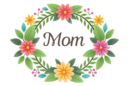 Mom's floral wreath design png