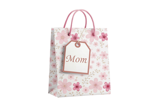 Gift bag with floral design for mother png