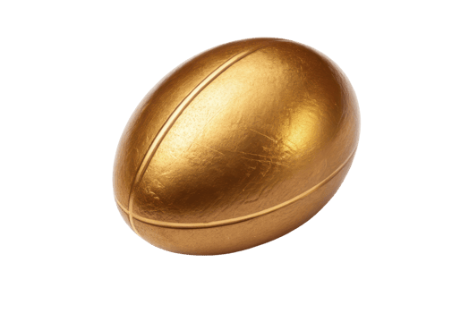 Golden rugby ball displayed on a white background png