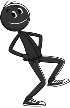 Humorous stick figure with expressive motion and playful character pose. . png