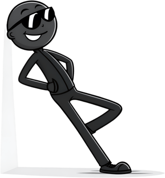 Lighthearted stick figure design with amusing and playful pose in action. . png