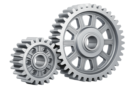 Mechanical gears highlighted in detailed design png