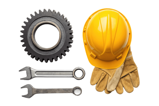 Safety equipment arranged for a construction task png