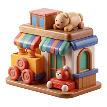 Playful Wooden Toy Shop Render Illustration png