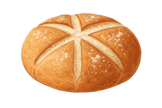 Freshly baked round artisan bread loaf png